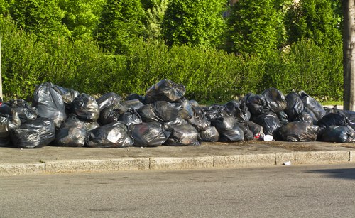 Commercial waste disposal team at work